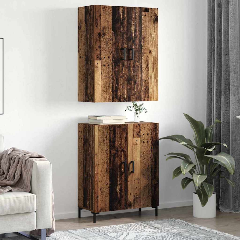 Highboard 2 pcs Gammelt træ 69,5 x 34 x 180 cm Konstrueret træ