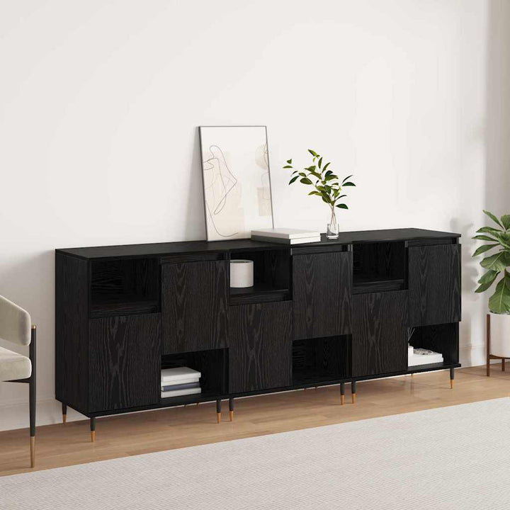 Sideboards 3 pcs Sort eg 180 x 35 x 70 cm Konstrueret træ