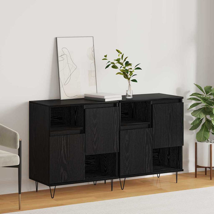 Sideboards 2 pcs Sort eg 120 x 35 x 70 cm Konstrueret træ