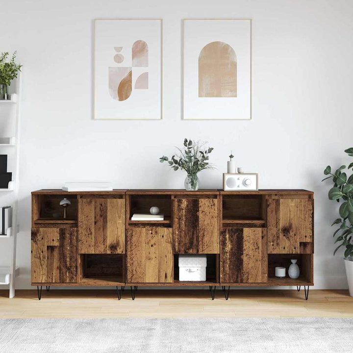 Sideboards 3 pcs Gammelt træ 180 x 35 x 70 cm Konstrueret træ