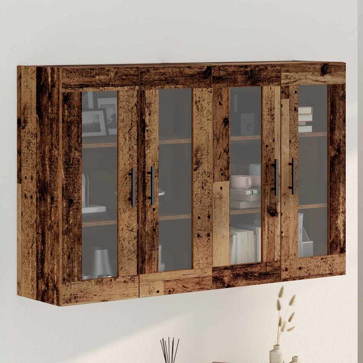 Væghængte skabe 2 pcs Gammelt træ 69.5 x 34 x 90 cm Massivt træ