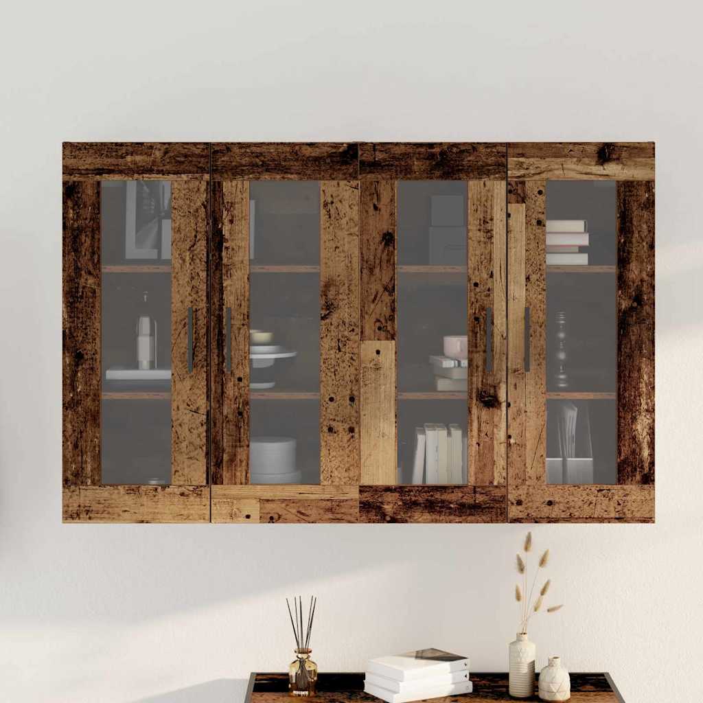 Væghængte skabe 2 pcs Gammelt træ 69.5 x 34 x 90 cm Massivt træ