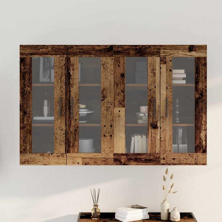 Væghængte skabe 2 pcs Gammelt træ 69.5 x 34 x 90 cm Massivt træ