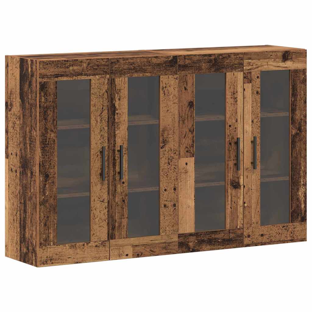 Væghængte skabe 2 pcs Gammelt træ 69.5 x 34 x 90 cm Massivt træ