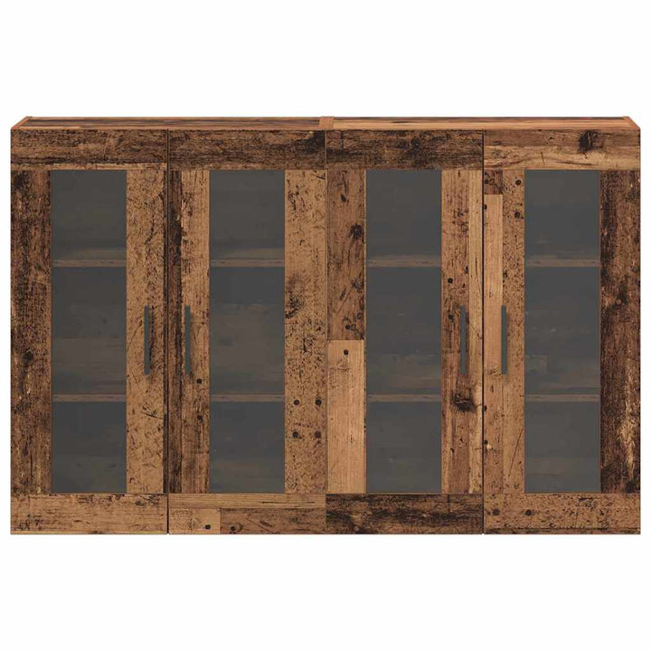 Væghængte skabe 2 pcs Gammelt træ 69.5 x 34 x 90 cm Massivt træ