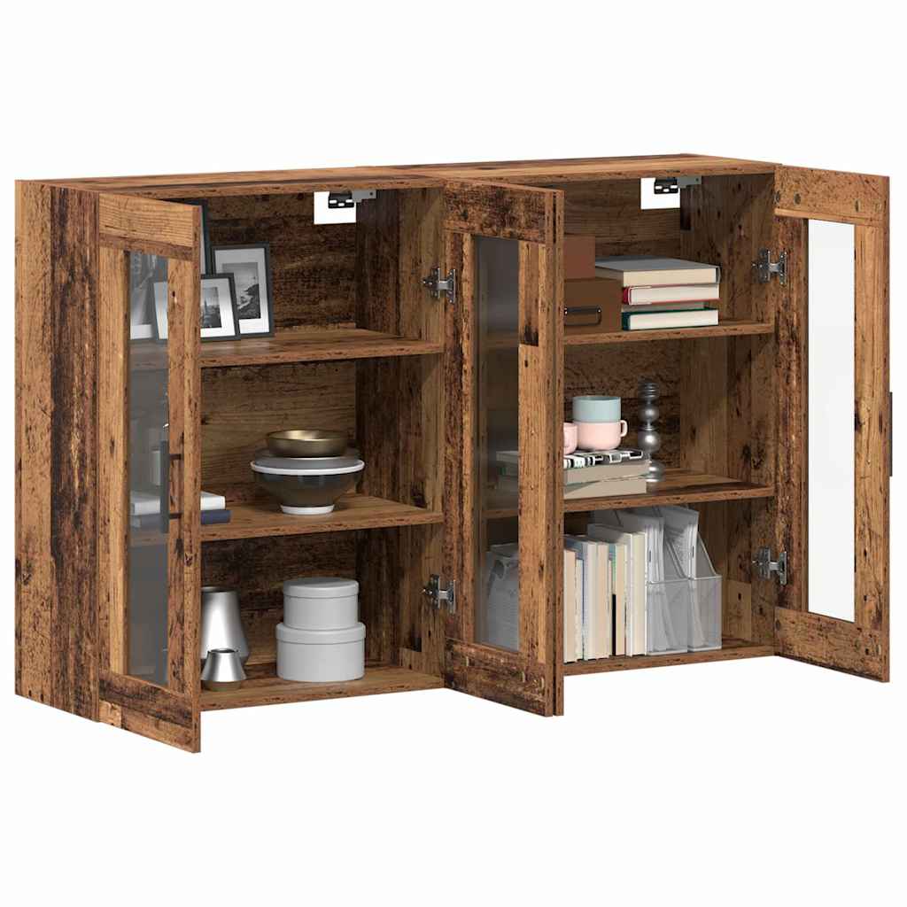 Væghængte skabe 2 pcs Gammelt træ 69.5 x 34 x 90 cm Massivt træ