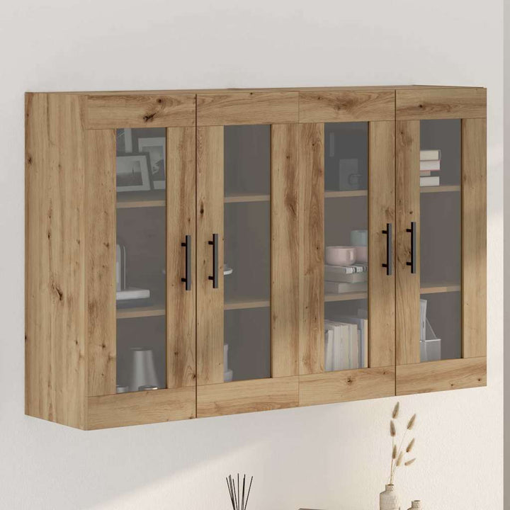 Væghængte skabe 2 pcs Artisan eg og Sort 69.5 x 34 x 90 cm
