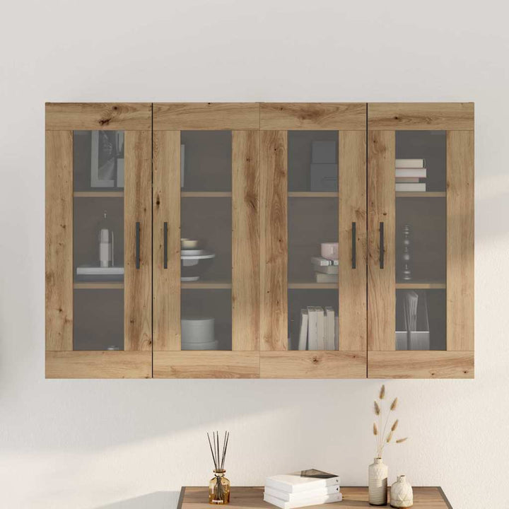 Væghængte skabe 2 pcs Artisan eg og Sort 69.5 x 34 x 90 cm
