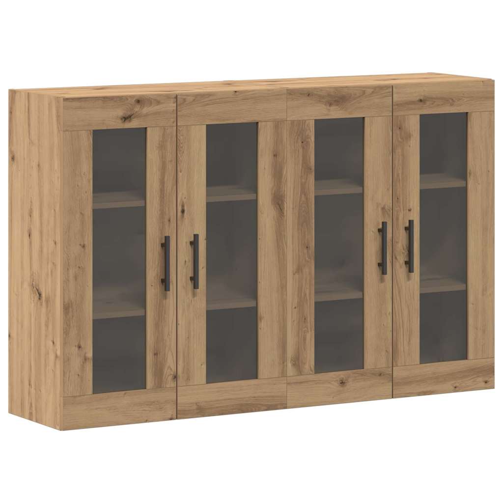 Væghængte skabe 2 pcs Artisan eg og Sort 69.5 x 34 x 90 cm