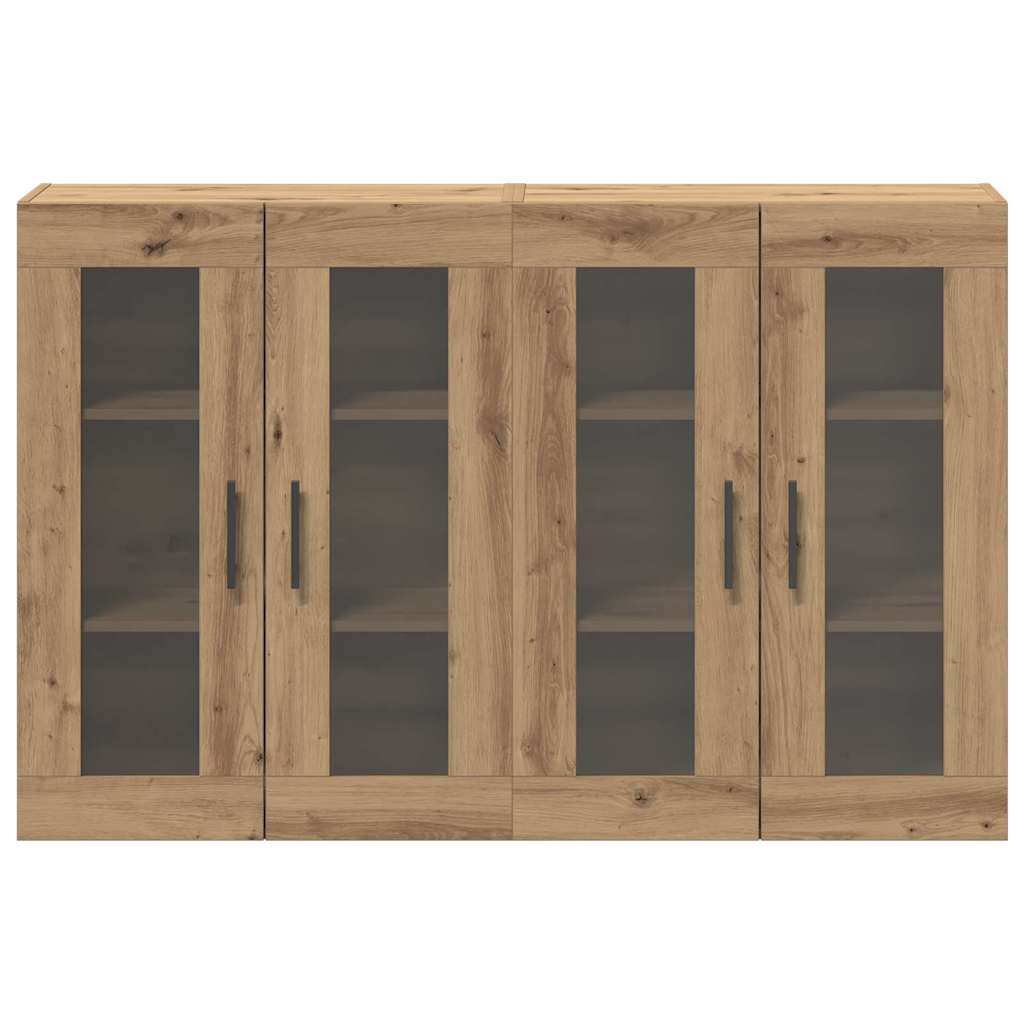 Væghængte skabe 2 pcs Artisan eg og Sort 69.5 x 34 x 90 cm