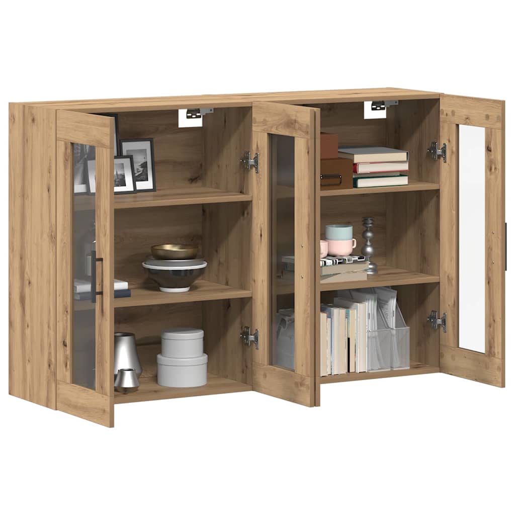 Væghængte skabe 2 pcs Artisan eg og Sort 69.5 x 34 x 90 cm