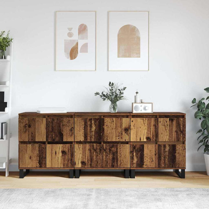 Sideboards 3 pcs Gammelt træ 180 x 35 x 70 cm Konstrueret træ