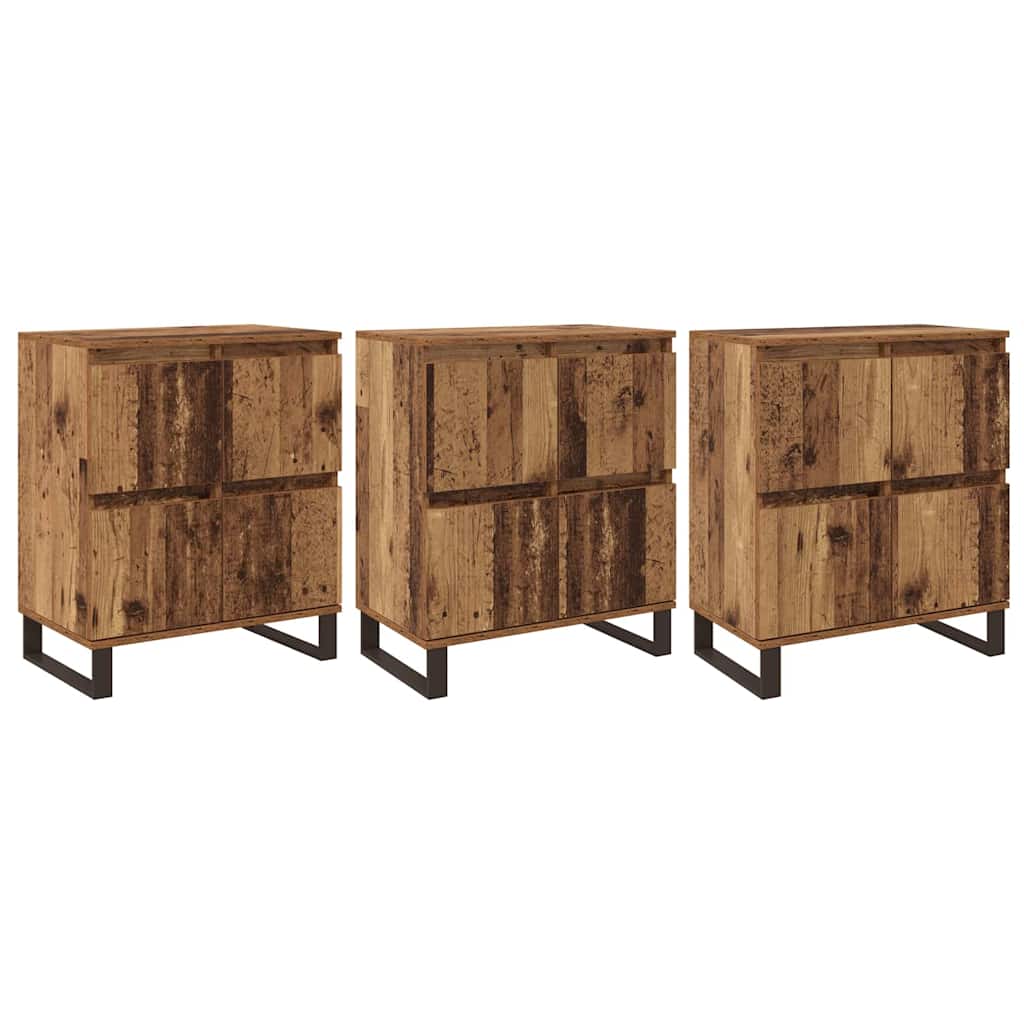 Sideboards 3 pcs Gammelt træ 180 x 35 x 70 cm Konstrueret træ