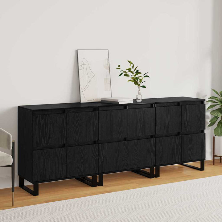 Sideboards 3 pcs Sort eg 180 x 35 x 70 cm Konstrueret træ
