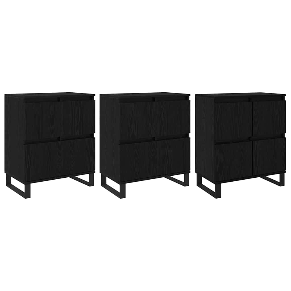 Sideboards 3 pcs Sort eg 180 x 35 x 70 cm Konstrueret træ