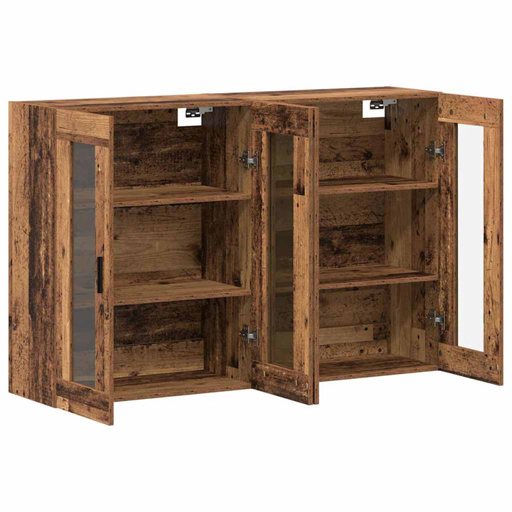 Væghængte skabe 2 pcs Gammelt træ 69.5 x 34 x 90 cm