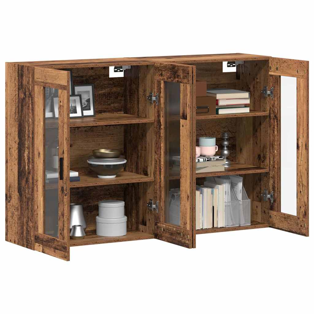 Væghængte skabe 2 pcs Gammelt træ 69.5 x 34 x 90 cm