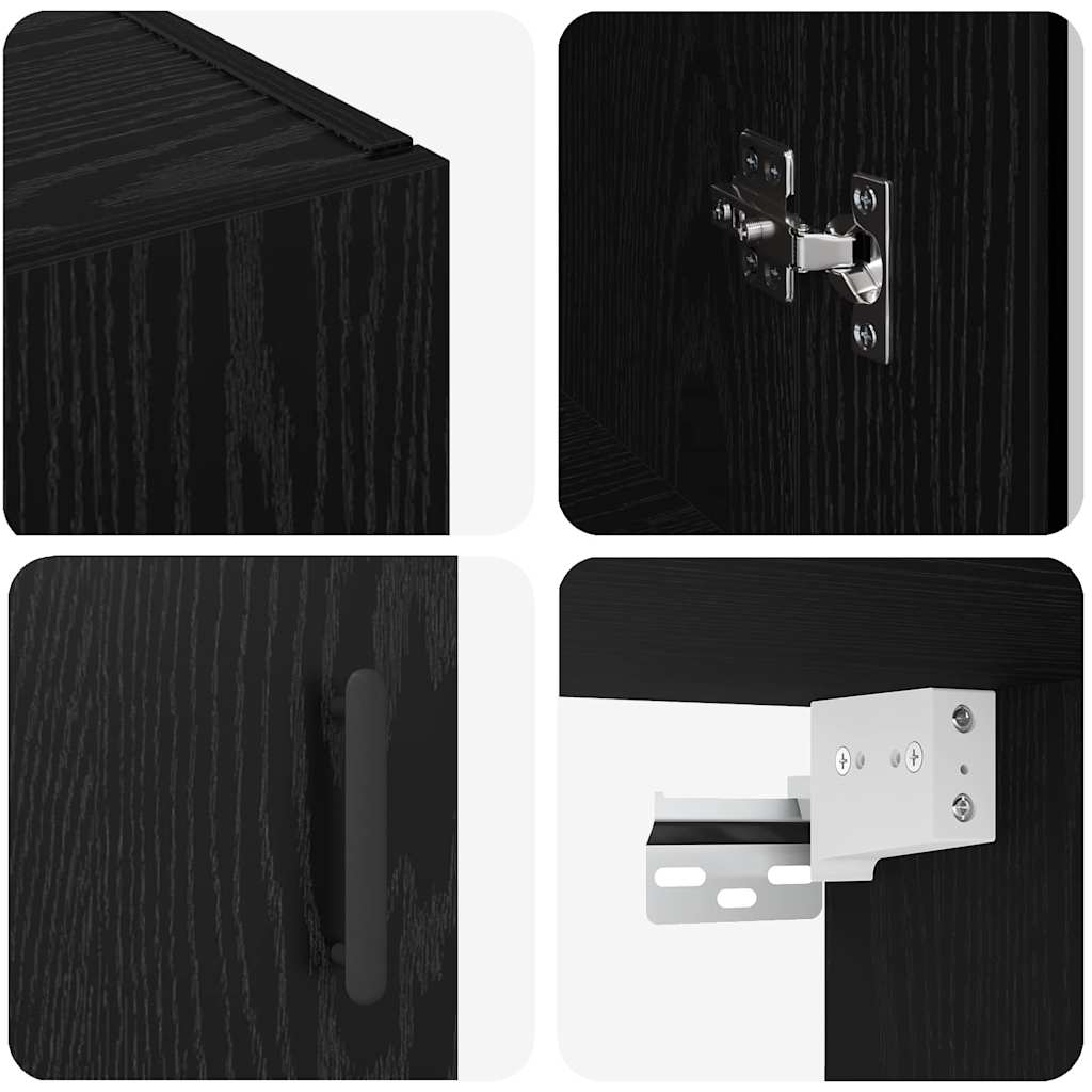 Væghængte skabe 2 pcs Sort eg 69.5 x 34 x 90 cm Konstrueret træ