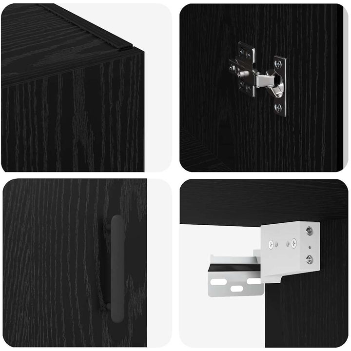 Væghængte skabe 2 pcs Sort eg 69.5 x 34 x 90 cm Konstrueret træ
