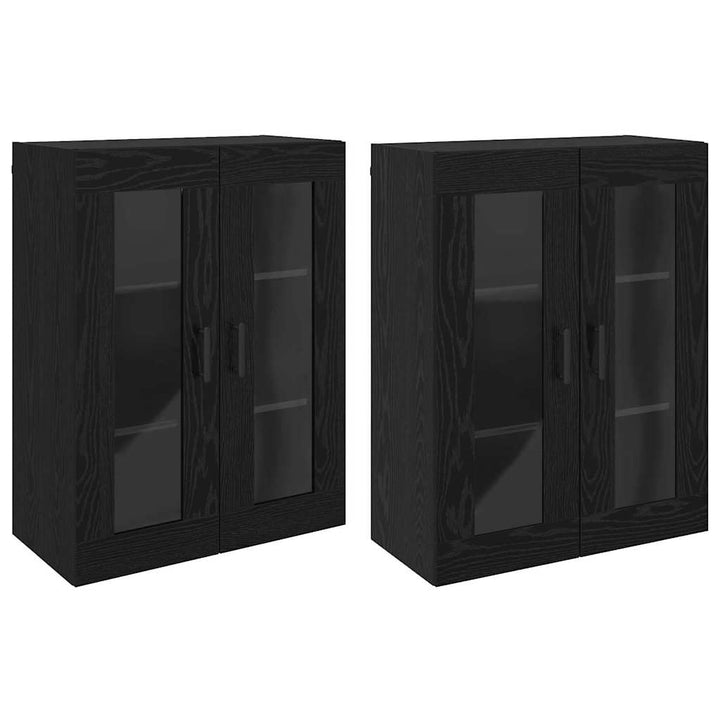 Væghængte skabe 2 pcs Sort eg 69.5 x 34 x 90 cm Konstrueret træ
