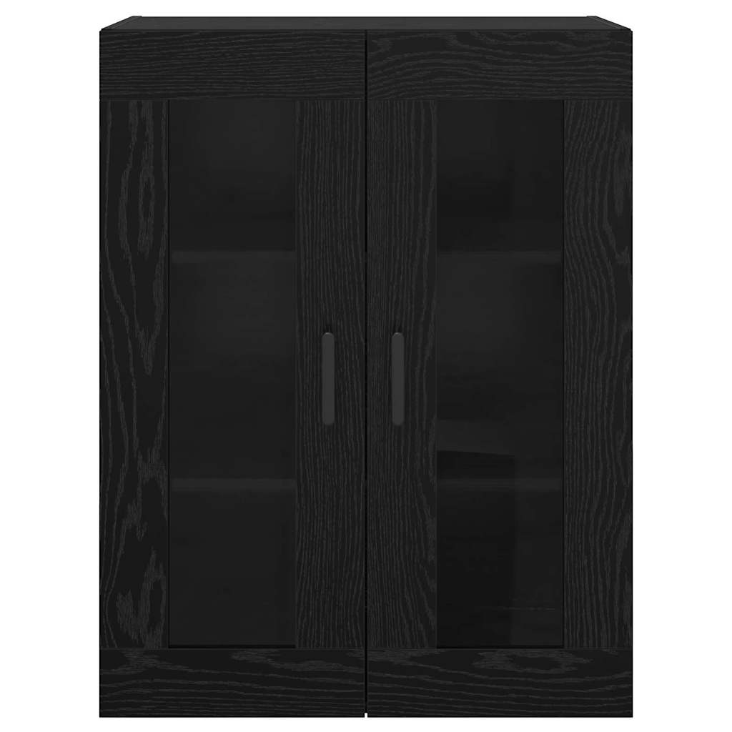 Væghængte skabe 2 pcs Sort eg 69.5 x 34 x 90 cm Konstrueret træ