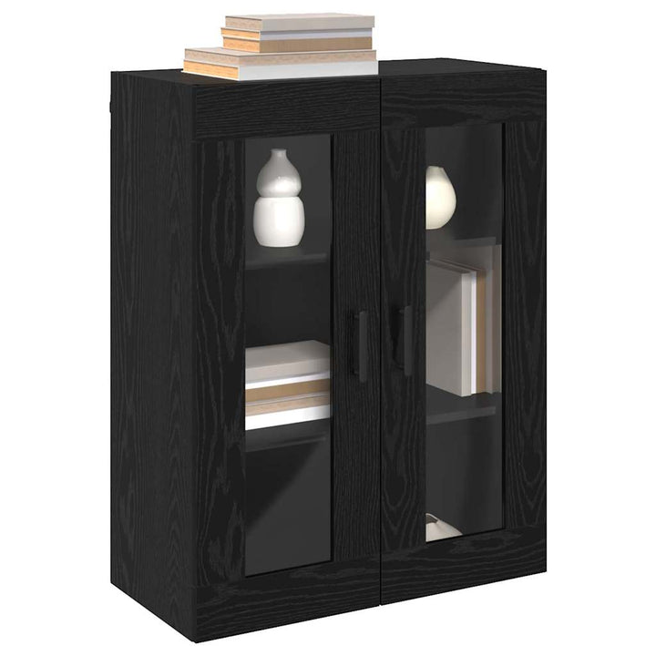 Væghængte skabe 2 pcs Sort eg 69.5 x 34 x 90 cm Konstrueret træ