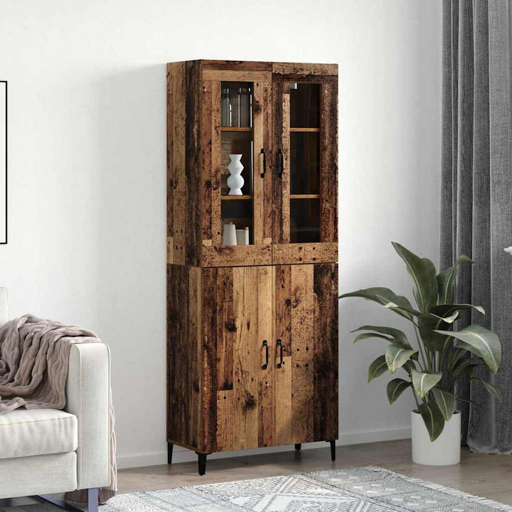 Highboard 2 pcs Gammelt træ 69,5 x 34 x 180 cm Konstrueret træ