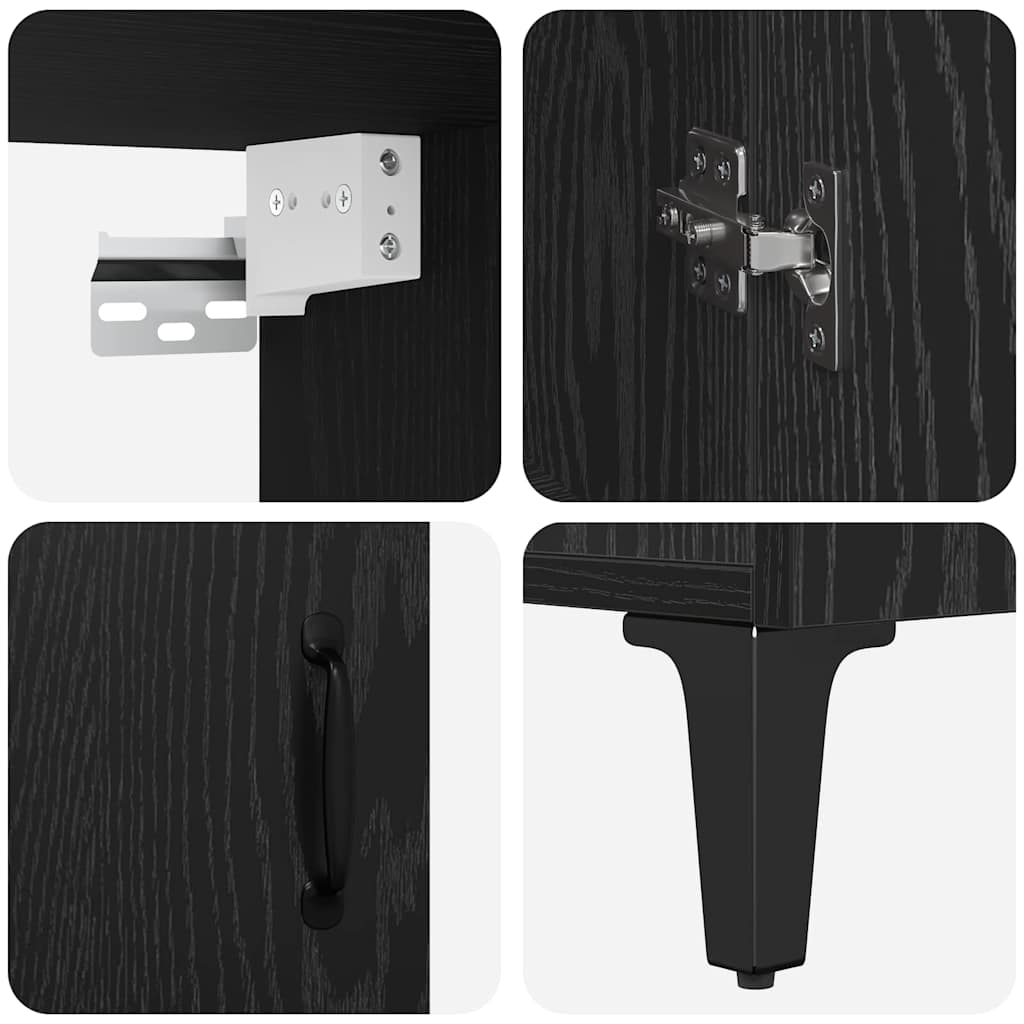 Highboard 2 pcs Sort eg 69,5 x 34 x 180 cm Konstrueret træ