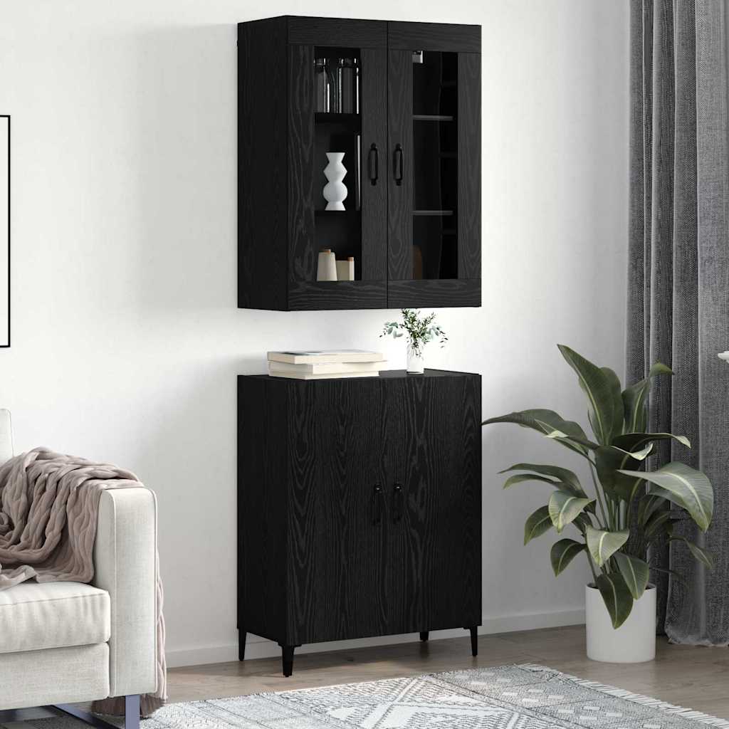 Highboard 2 pcs Sort eg 69,5 x 34 x 180 cm Konstrueret træ