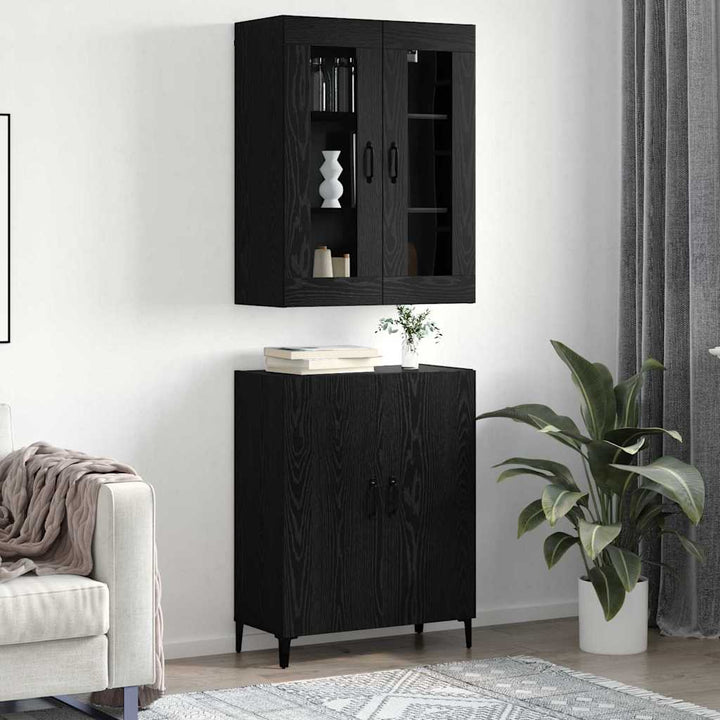 Highboard 2 pcs Sort eg 69,5 x 34 x 180 cm Konstrueret træ