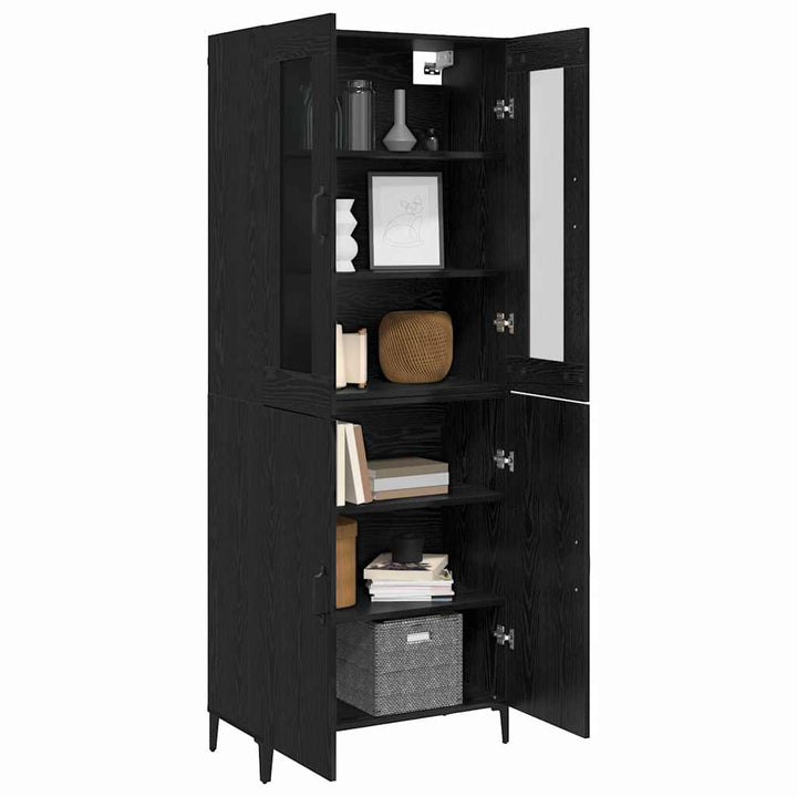 Highboard 2 pcs Sort eg 69,5 x 34 x 180 cm Konstrueret træ