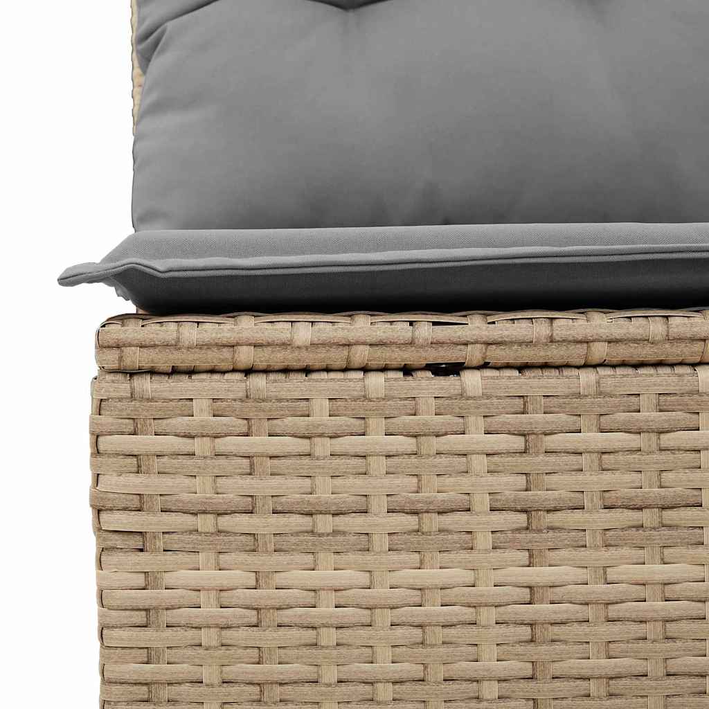 Havebænk med pude Beige Poly rattan