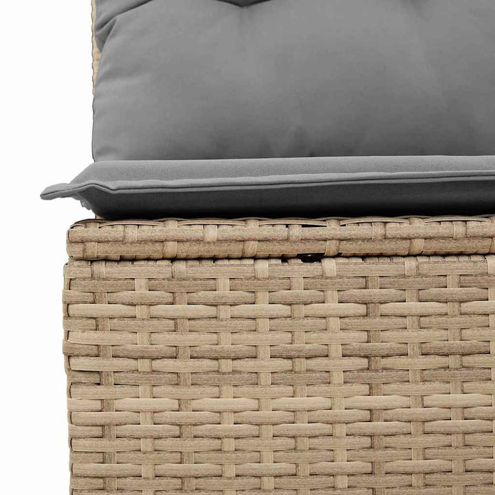 Havebænk med pude Beige Poly rattan