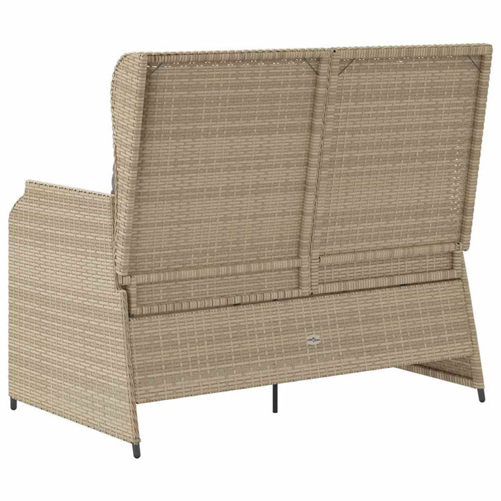 Havebænk med pude Beige Poly rattan