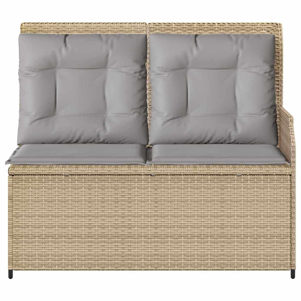 Havebænk med pude Beige Poly rattan