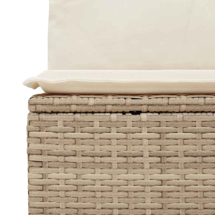 Havebænk med pude Beige Poly rattan