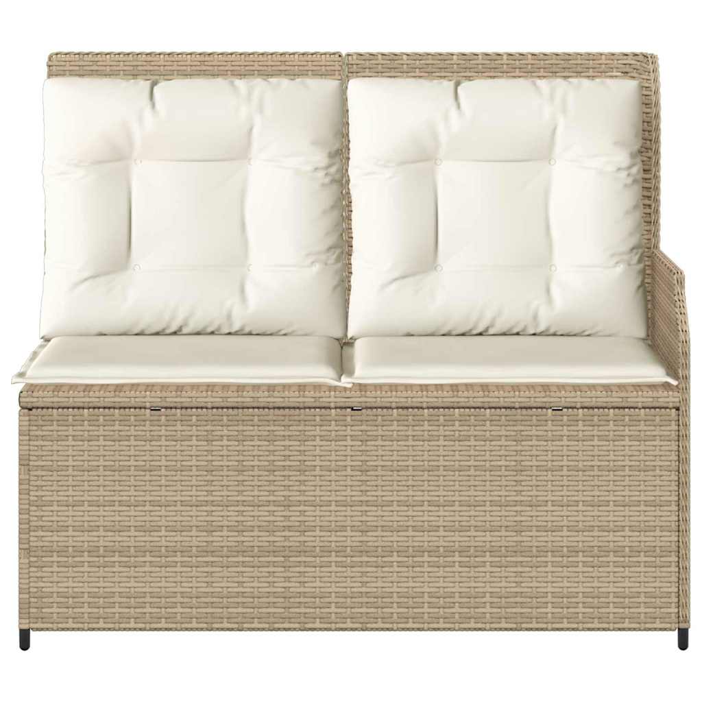 Havebænk med pude Beige Poly rattan