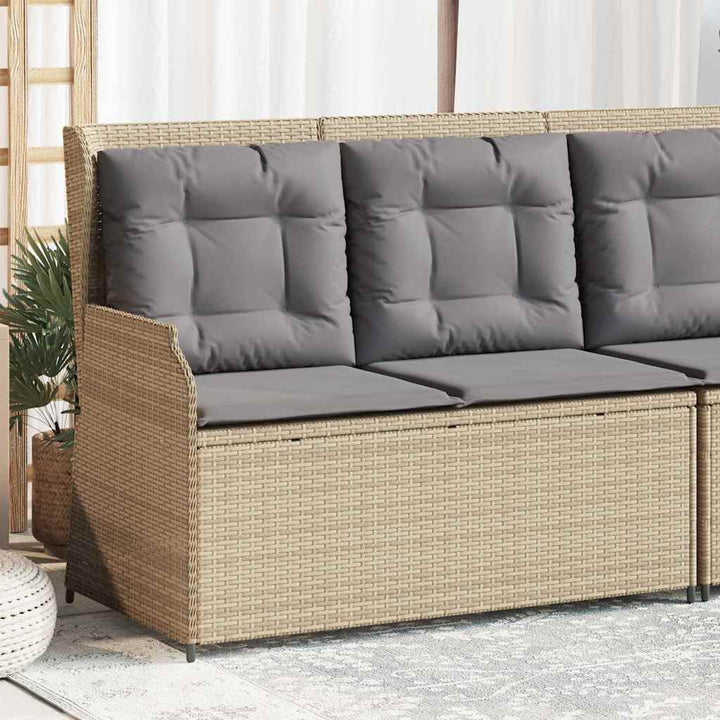 Havebænk med pude Beige Poly rattan