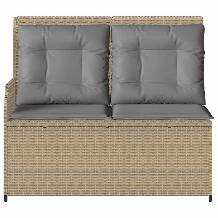 Havebænk med pude Beige Poly rattan