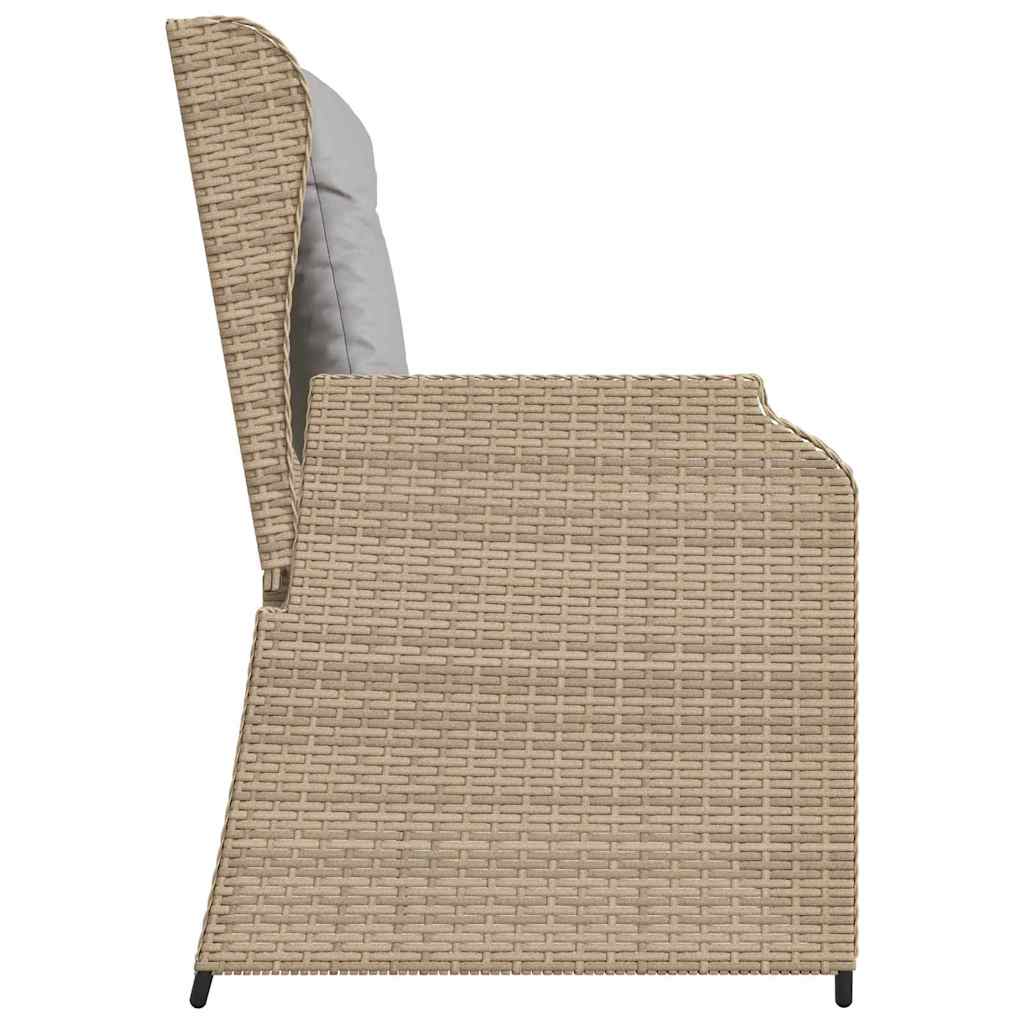 Havebænk med pude Beige Poly rattan