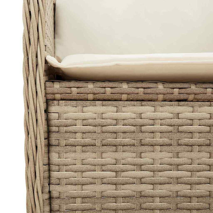 Havebænk med pude Beige Poly rattan