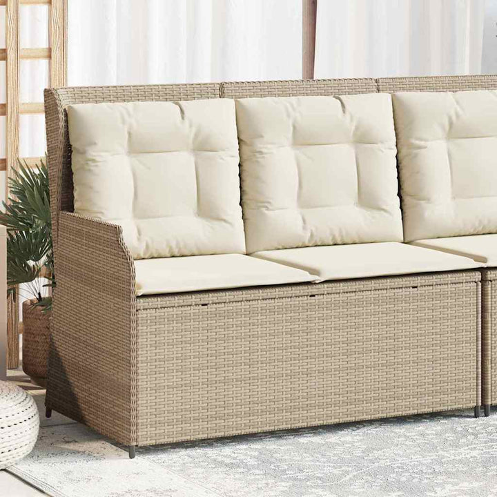 Havebænk med pude Beige Poly rattan