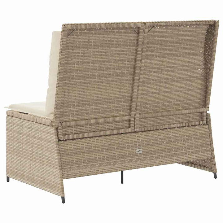 Havebænk med pude Beige Poly rattan