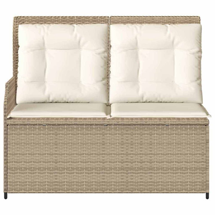 Havebænk med pude Beige Poly rattan