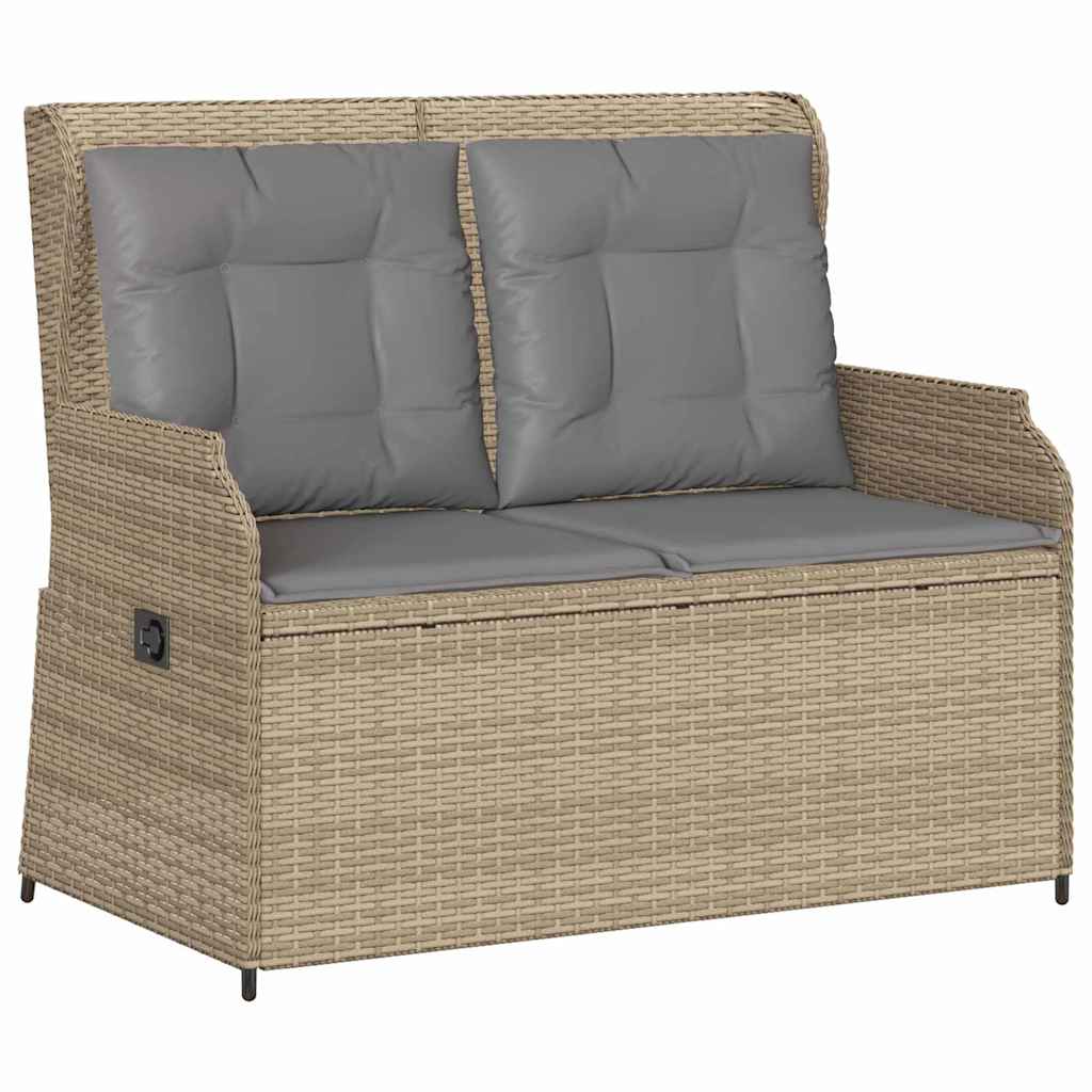 Havebænk med pude Beige Poly rattan