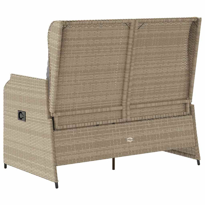 Havebænk med pude Beige Poly rattan