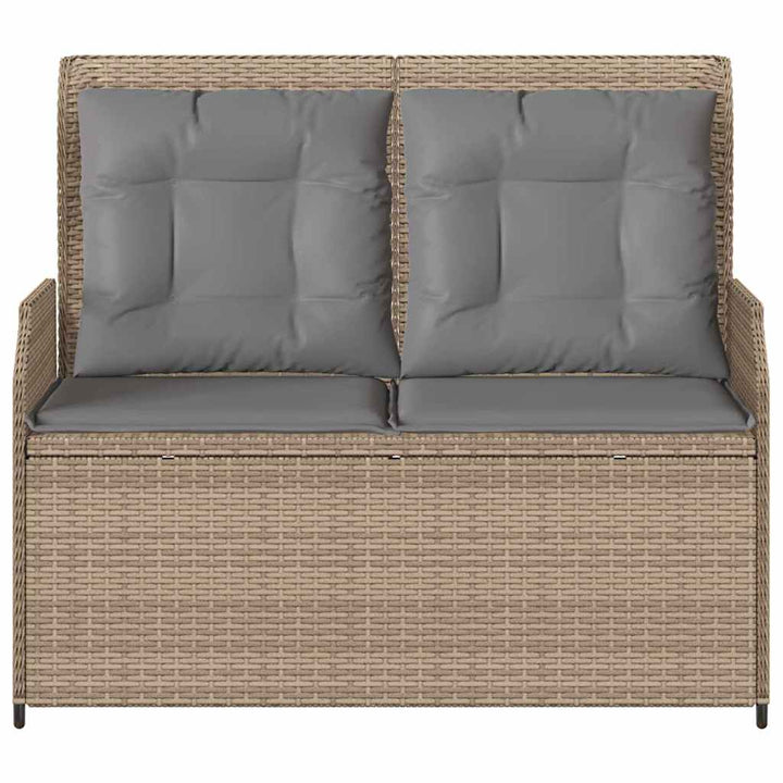 Havebænk med pude Beige Poly rattan