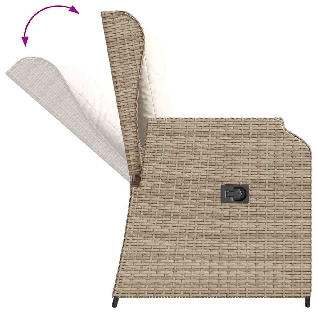 Havebænk med pude Beige Poly rattan