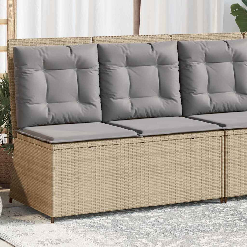 Havebænk med pude Beige Poly rattan