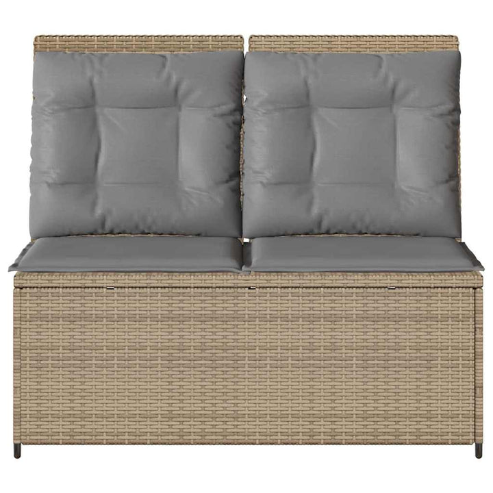 Havebænk med pude Beige Poly rattan